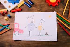 Foto gratuita bambini che disegnano per la festa del papà