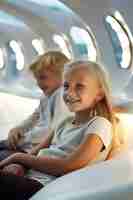 Free photo kids in futuristic school classroom