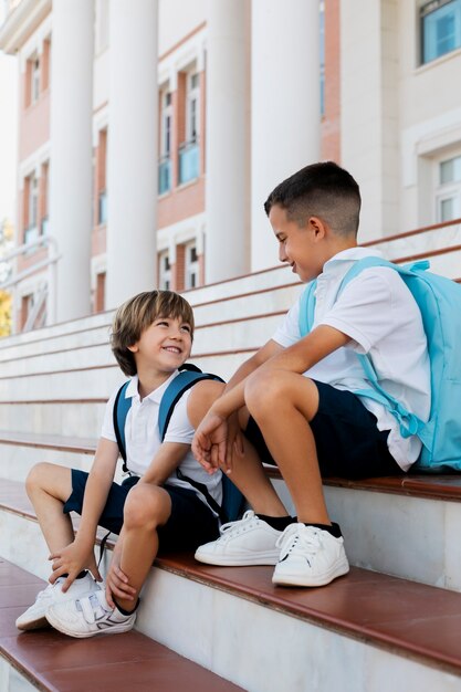 Kids getting back to school together