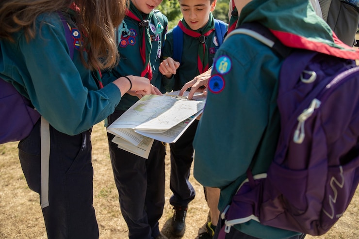 Kids having fun as boy scouts