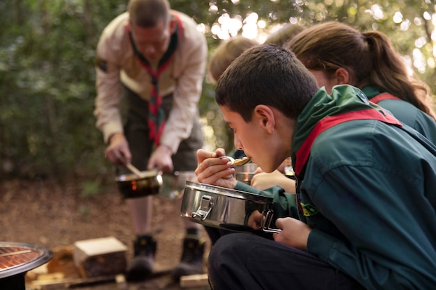 Free photo kids having fun as boy scouts