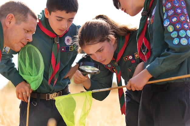 Free photo kids having fun as boy scouts