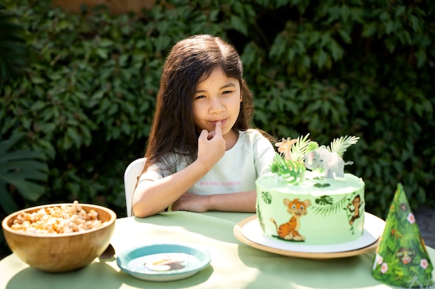 Kids having fun at jungle themed party