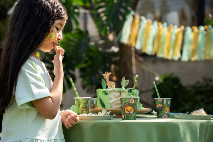 Kids having fun at jungle themed party
