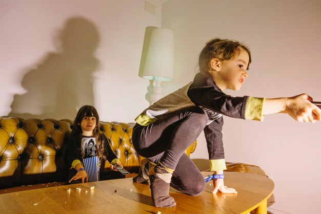 Kids having fun in living room