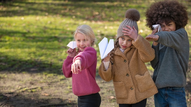 Kids having fun with traditional games