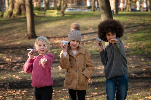 Kids having fun with traditional games