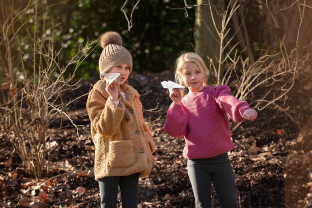 Kids having fun with traditional games