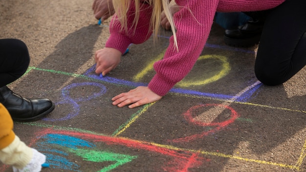 Kids having fun with traditional games