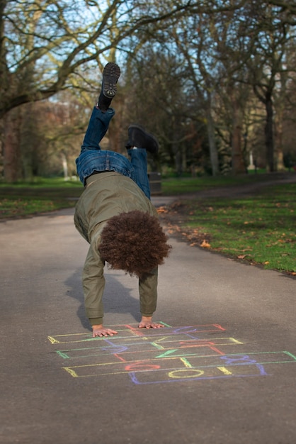 Kids having fun with traditional games