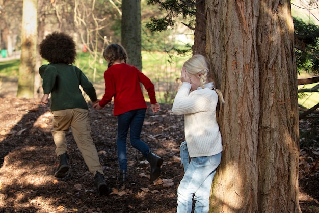 Kids having fun with traditional games