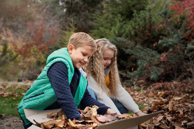 Foto gratuita i bambini imparano a conoscere l'ambiente