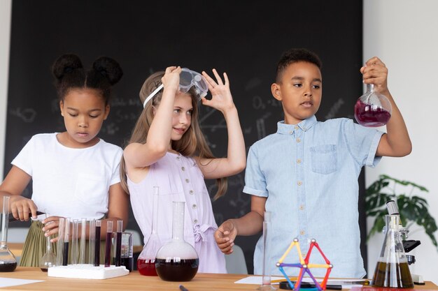 Kids learning more about chemistry in class