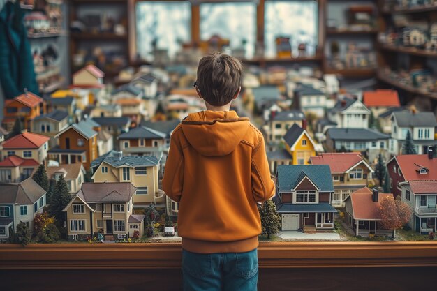 Дети ищут миниатюрные дома