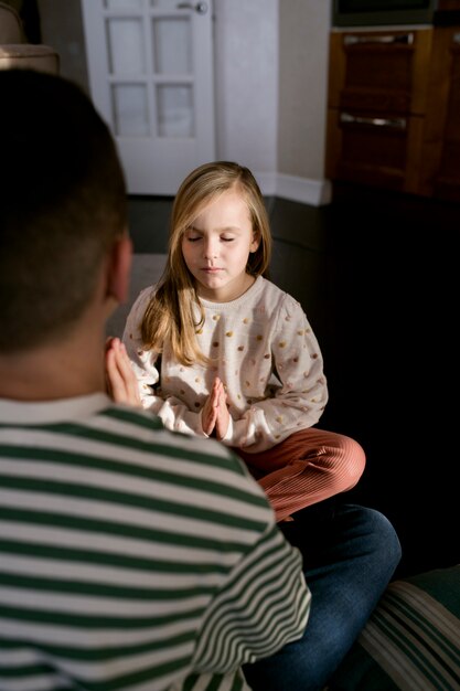 Kids meditating and focusing