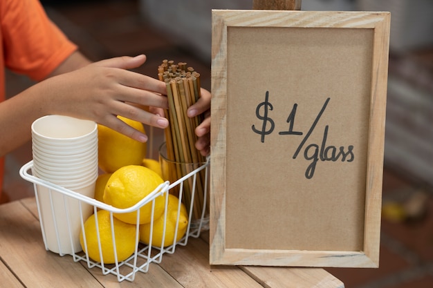 Kids organising a lemonade stand