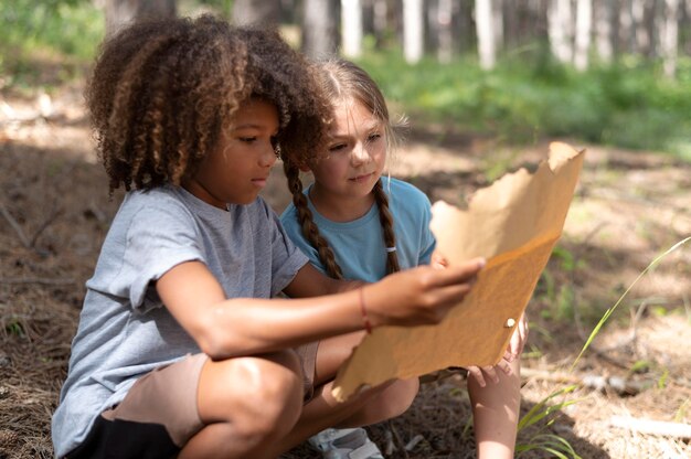 kids participating in a treasure hunt