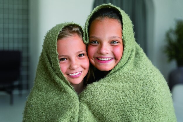 Kids playing around in cosy home