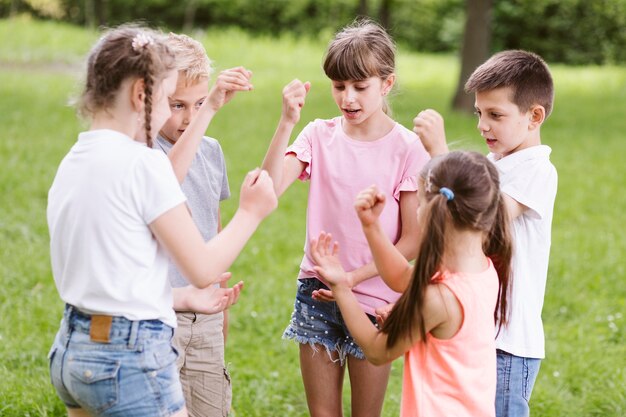 Kids playing rock scissors paper