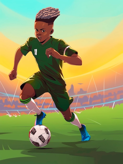 Foto gratuita bambini che giocano a calcio in cartone animato