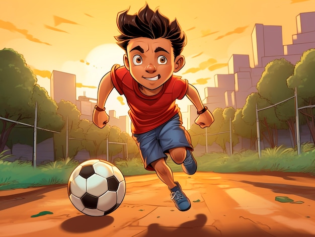 Free photo kids playing soccer cartoon