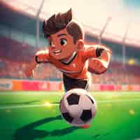 Free photo kids playing soccer cartoon