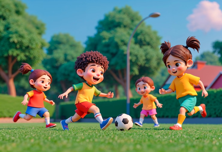 Free Photo kids playing soccer