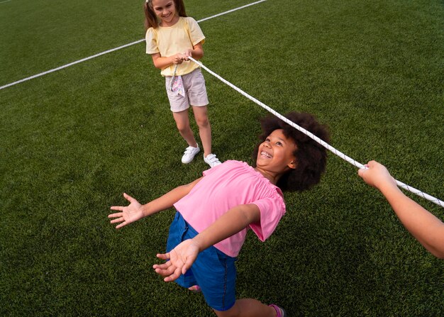 Kids playing together close up