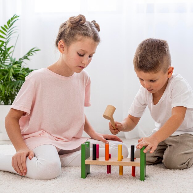Kids playing with colorful game