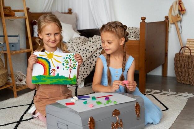 Kids playing with play dough