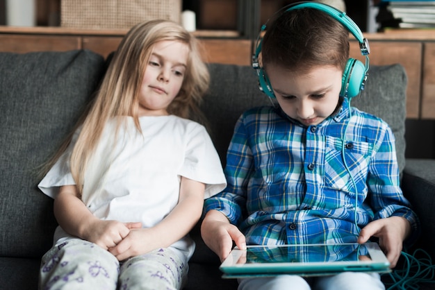 Kids playing with tablet