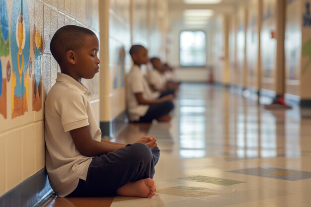 Kids practicing yoga together