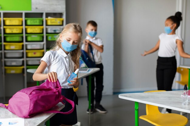 Kids preparing to leave the class