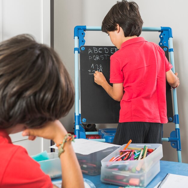 Kids in preschool studying together