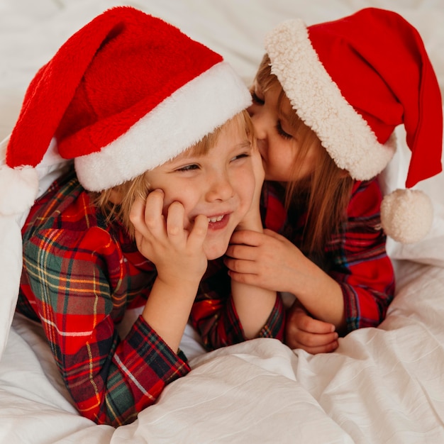 Free photo kids spending time together on christmas day