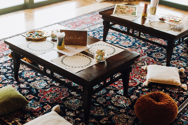 kids table in restaurant with moroccan style