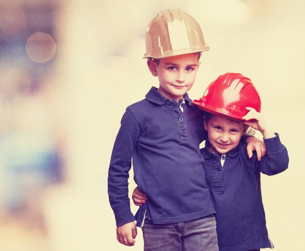 Kids with helmets