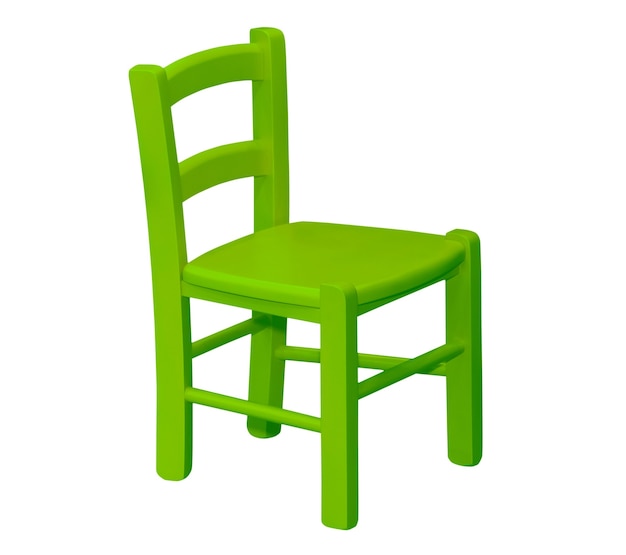 Детский деревянный зеленый стул, изолированные на белом фоне