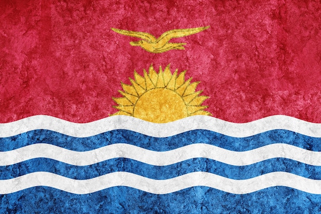 Kiribati Metallic flag, Textured flag, grunge flag