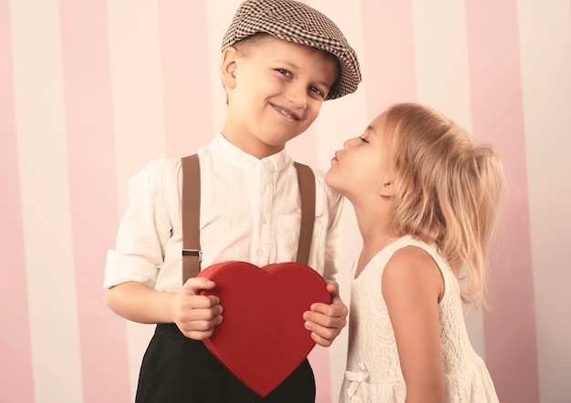 Free photo kissing couple in valentine's day