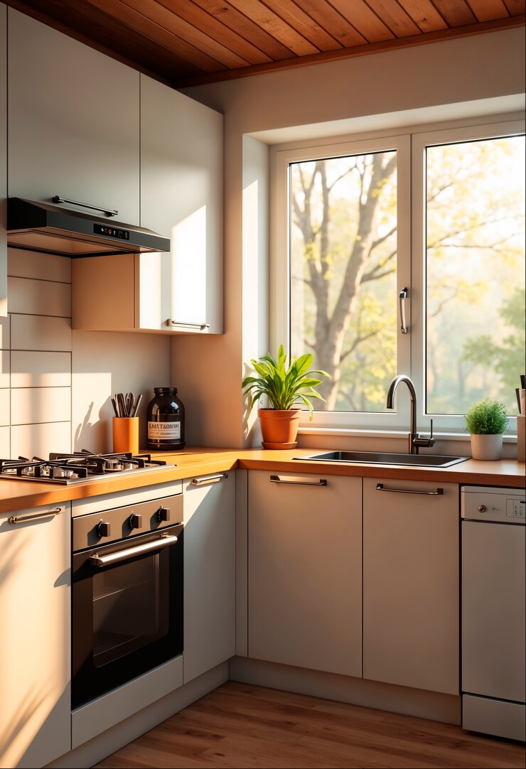 Free Photo kitchen filled with kitchenware
