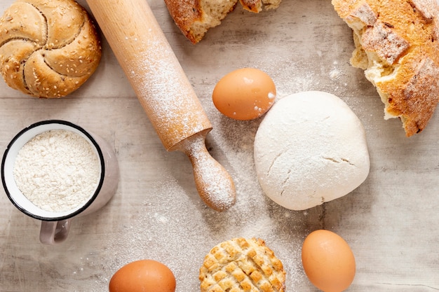 Kitchen roller dough and eggs