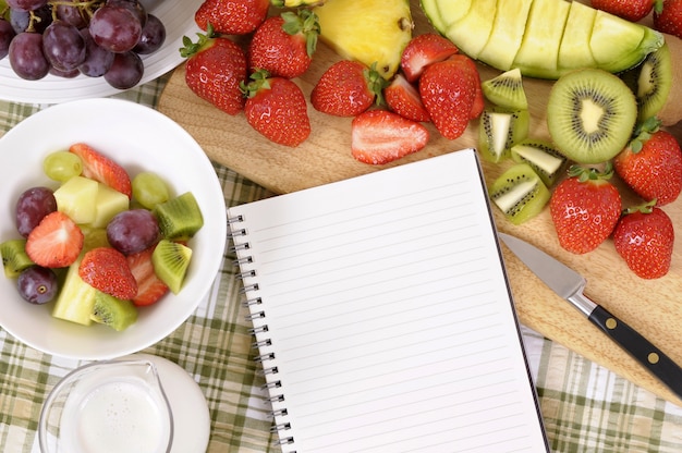 Kitchen table full of fruit