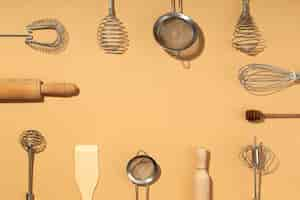 Free photo kitchen utensils composition arrangement