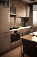 Free photo kitchen with small space and modern design