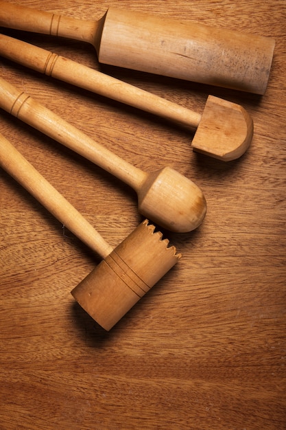 キッチン。木製の道具