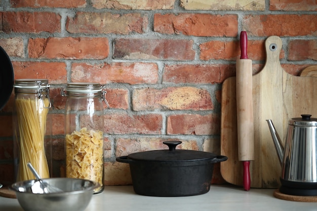 Kitchenware on the wall