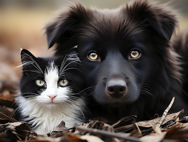 Free photo kitten and dog wallpaper