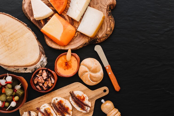 Бесплатный Фотография нож возле ассорти продуктов