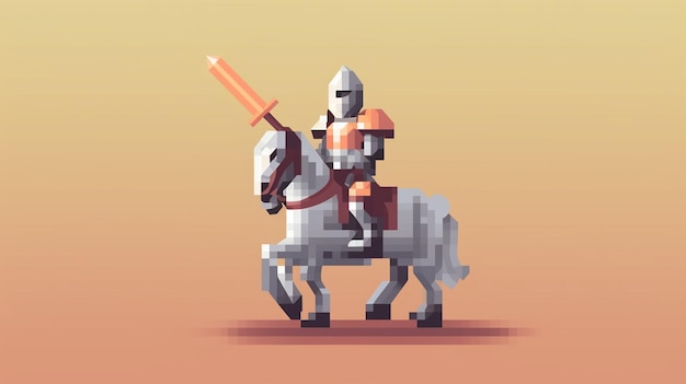 Free photo a knight in pixel style